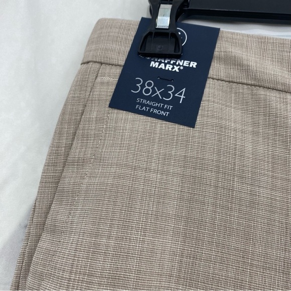 Hart Schaffner Marx Size 38x34 Dress Pants Tan Beige Drawstring Straight Flat - Picture 11 of 12